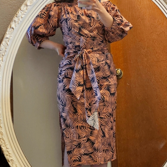 Carolina Herrera Off shoulder puff sleeve ruched midi dress - Picture 5 of 10